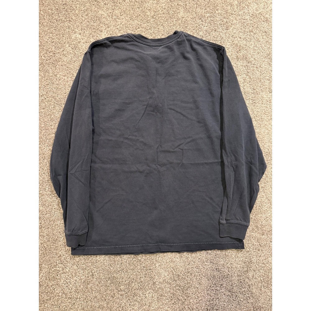 Carhartt Henley Shirt Mens M Navy K128 NVY Workwear Long Sleeve Pocket Cotton * - Picture 2 of 10